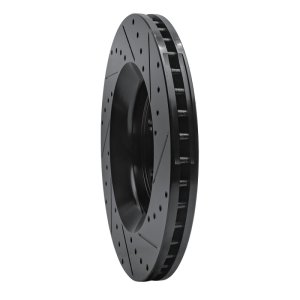 Dodge Durango Brake Rotor (1) - Front Left - R1 Concepts - Drilled & Slotted - Black - `11-`25